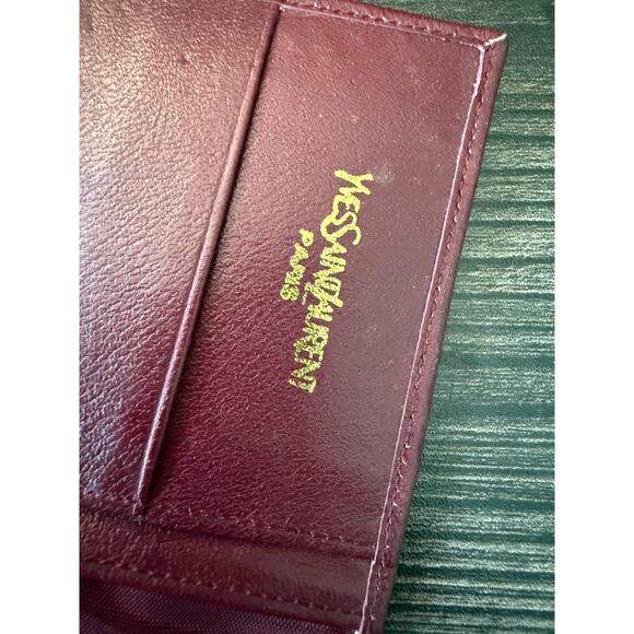 Vintage Yves Saunt Laurent Deep Burgundy Leather Envelope Wallet with Snap - Picture 6 of 10